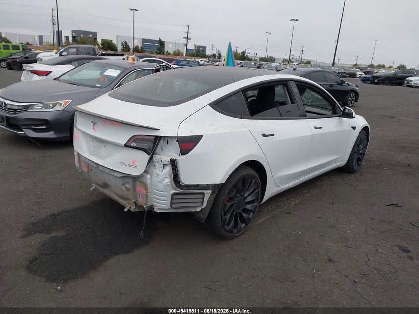 2022 Tesla Model 3 VIN 5YJ3E1EC7NF315281 IAAI salvage auction — REAR END, Salvage Title, sold $9,500 on 2026-07-31 (photo 4)