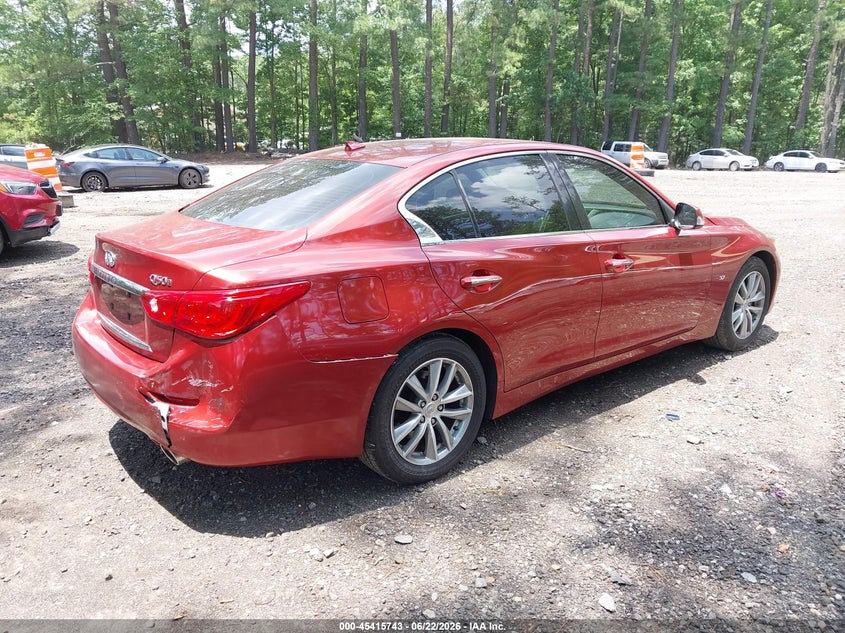 2014 Infiniti Q50 VIN JN1BV7AP5EM683203 IAAI salvage auction — LEFT FRONT, Salvage (Virginia), sold $3,450 on 2026-07-09 (photo 4)