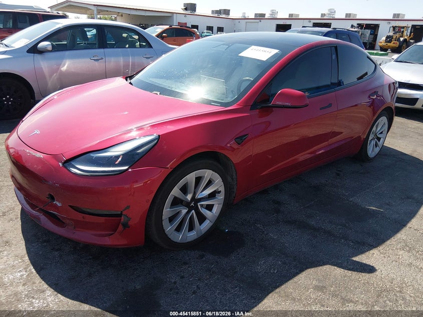 2021 Tesla Model 3 VIN 5YJ3E1EA0MF983050 IAAI salvage auction — FRONT END, Salvage Title, sold $7,600 on 2026-07-31 (photo 2)