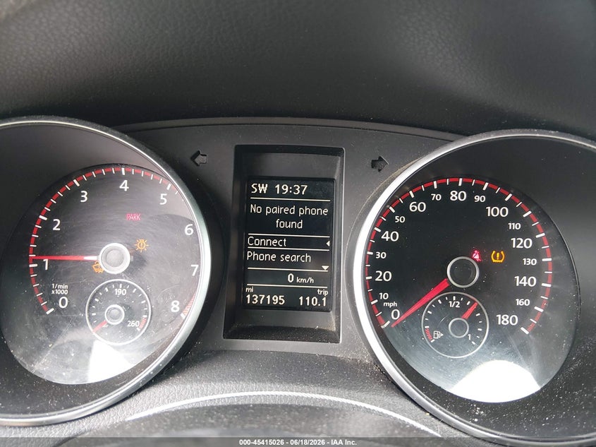 2013 Volkswagen Gti VIN WVWGV7AJ9DW137490 IAAI salvage auction — FRONT END, Clear (Tennessee), sold $1,800 on 2026-08-12 (photo 7)