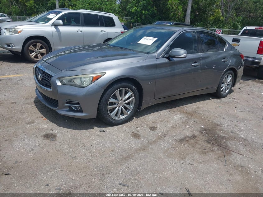 2014 Infiniti Q50 VIN JN1BV7AR7EM687688 IAAI salvage auction — REAR END, Rebuildable (Florida), sold $1,550 on 2026-07-20 (photo 2)