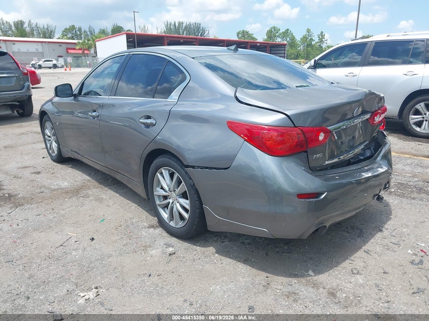 2014 Infiniti Q50 VIN JN1BV7AR7EM687688 IAAI salvage auction — REAR END, Rebuildable (Florida), sold $1,550 on 2026-07-20 (photo 3)