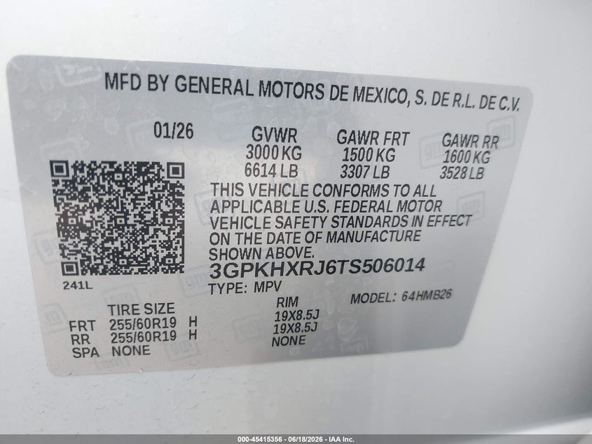 2026 Honda Prologue VIN 3GPKHXRJ6TS506014 IAAI salvage auction — FRONT END, Salvage Title, sold $7,600 on 2026-07-30 (photo 9)