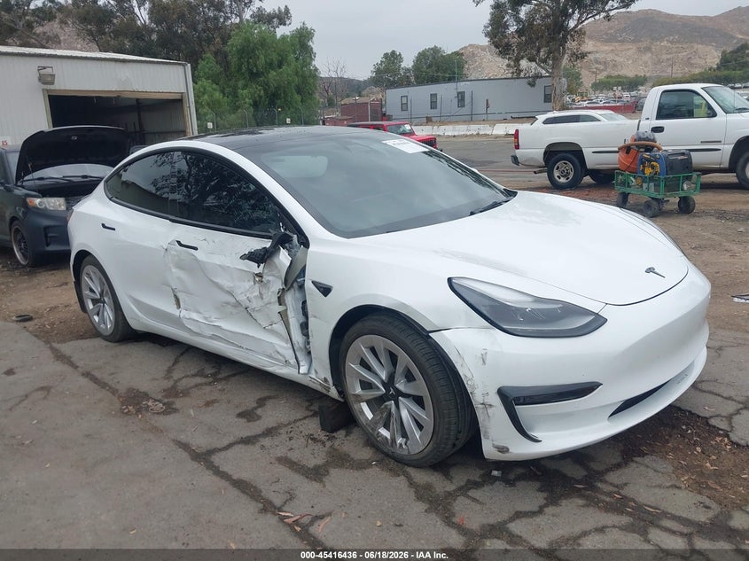 2021 Tesla Model 3 VIN 5YJ3E1EA7MF099042 IAAI salvage auction — SIDE, Salvage (California), sold $6,000 on 2026-07-09 (photo 1)