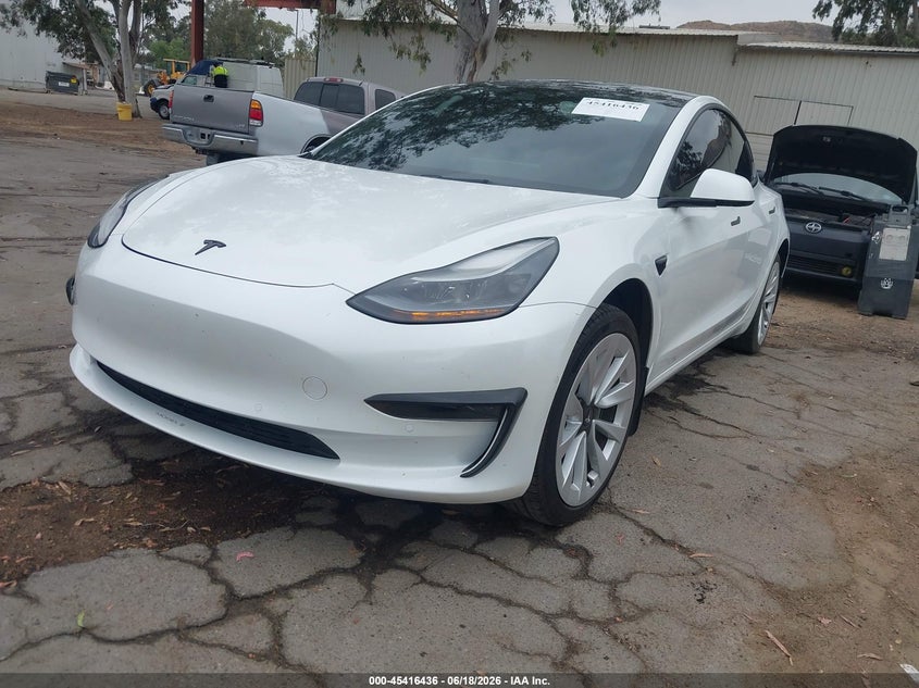 2021 Tesla Model 3 VIN 5YJ3E1EA7MF099042 IAAI salvage auction — SIDE, Salvage (California), sold $8,150 on 2026-07-29 (photo 2)