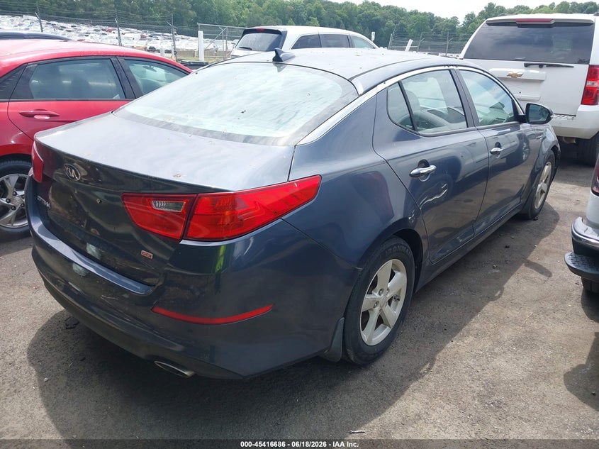 2015 Kia Optima VIN KNAGM4A73F5558441 IAAI salvage auction — REPOSSESSION, Salvage Title, sold $25 on 2026-07-23 (photo 4)