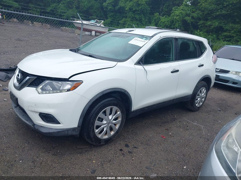 2016 Nissan Rogue VIN KNMAT2MV8GP703554 IAAI salvage auction — FRONT END, Clear (Massachusetts), sold $900 on 2026-07-14 (photo 2)