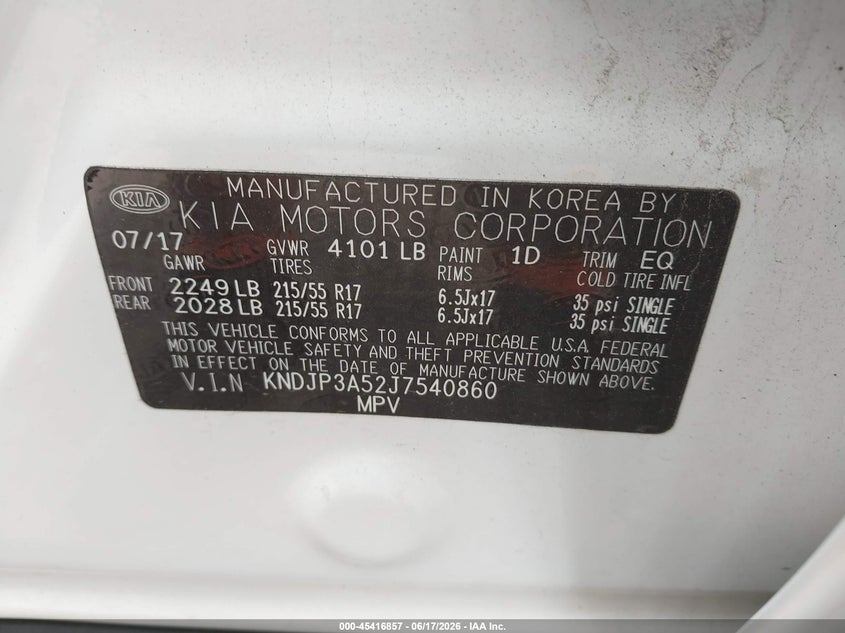 2018 Kia Soul VIN KNDJP3A52J7540860 IAAI salvage auction — RIGHT FRONT, Salvage (Ohio), sold $2,350 on 2026-07-06 (photo 9)