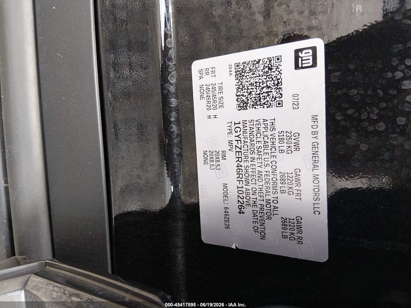 2024 Cadillac Xt4 VIN 1GYFZER46RF102264 IAAI salvage auction — FRONT END, Salvage (Tennessee), sold $7,800 on 2026-07-30 (photo 9)