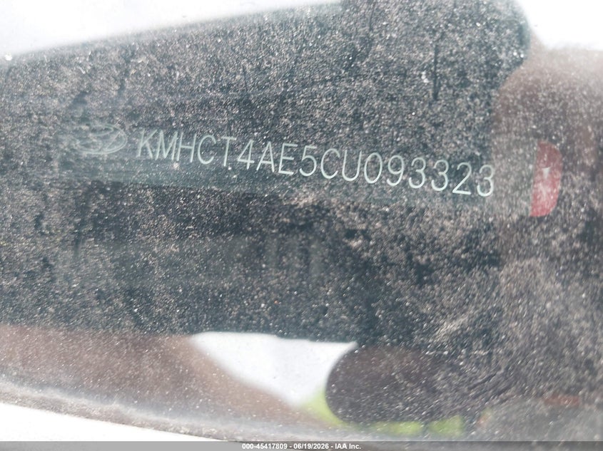 2012 Hyundai Accent VIN KMHCT4AE5CU093323 IAAI salvage auction — NORMAL WEAR, Original (West Virginia), sold $275 on 2026-07-21 (photo 9)