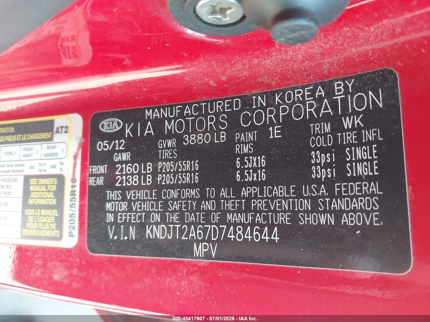 2013 Kia Soul VIN KNDJT2A67D7484644 IAAI salvage auction — SIDE, Salvage (Connecticut), sold $425 on 2026-07-09 (photo 9)