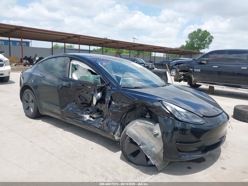 2023 Tesla Model 3 VIN 5YJ3E1EA9PF698190 IAAI salvage auction — RIGHT SIDE, Original (Texas), sold $4,950 on 2026-08-27 (photo 1)