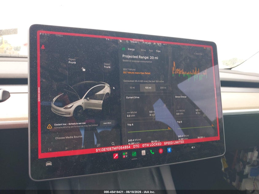 2021 Tesla Model 3 VIN 5YJ3E1EB7MF054854 IAAI salvage auction — UNDERCARRIAGE, Salvage (Pennsylvania), sold $6,500 on 2026-07-12 (photo 7)