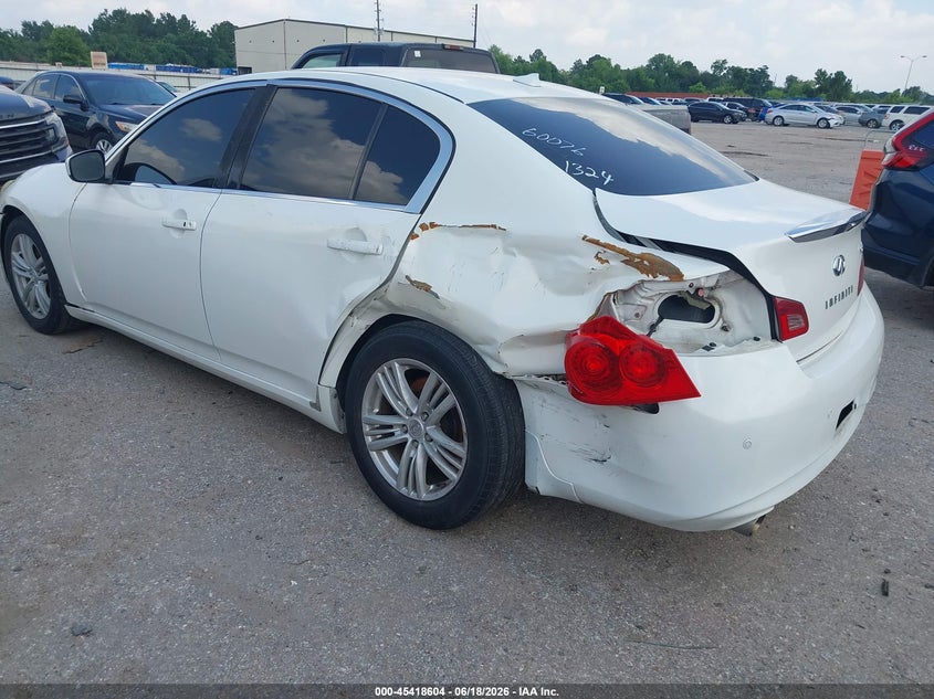 2010 Infiniti G VIN JN1CV6AP3AM203829 IAAI salvage auction — LEFT REAR, Salvage (Texas), sold $700 on 2026-07-29 (photo 3)
