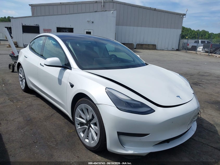 2021 Tesla Model 3 VIN 5YJ3E1EB1MF035443 IAAI salvage auction — LEFT FRONT, Salvage (North Carolina), sold $8,200 on 2026-07-23 (photo 1)