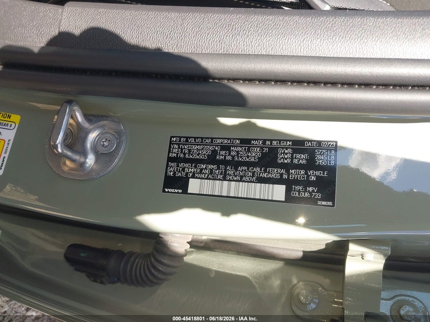 2023 Volvo C40 VIN YV4ED3GMXP2056740 IAAI salvage auction — RIGHT FRONT, Salvage (Illinois), sold $12,100 on 2026-07-23 (photo 9)