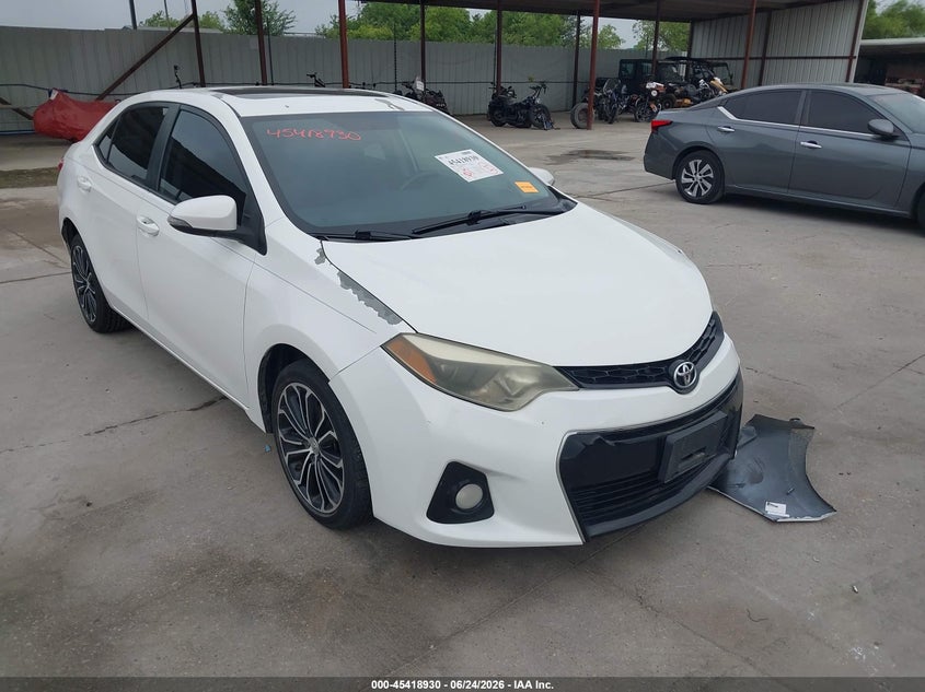 2014 Toyota Corolla VIN 5YFBURHE8EP056119 IAAI salvage auction — LEFT FRONT, Original (Texas), sold $2,700 on 2026-07-29 (photo 1)