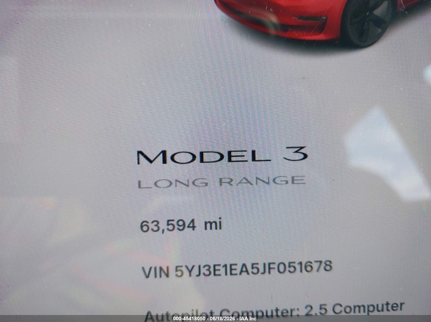 2018 Tesla Model 3 VIN 5YJ3E1EA5JF051678 IAAI salvage auction — RIGHT SIDE, Salvage (Idaho), sold $6,525 on 2026-07-16 (photo 9)