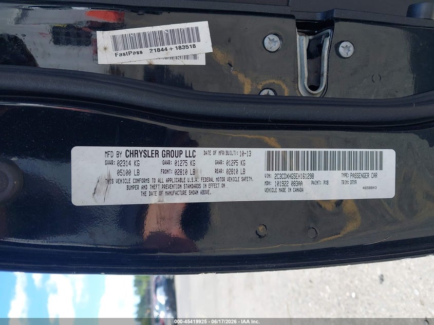 2014 Dodge Charger VIN 2C3CDXHG5EH161298 IAAI salvage auction — BIO HAZARD, Clear (Oregon), sold $1,450 on 2026-07-09 (photo 9)