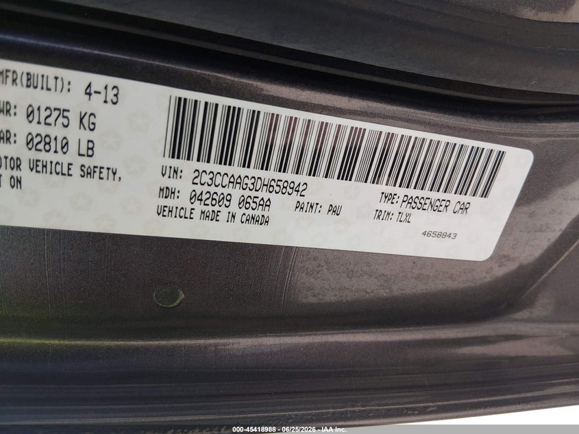 2013 Chrysler 300 VIN 2C3CCAAG3DH658942 IAAI salvage auction — REPOSSESSION, Nrc Lienholder Repossession Paperwork (Texas), sold $1,150 on 2026-07-10 (photo 9)