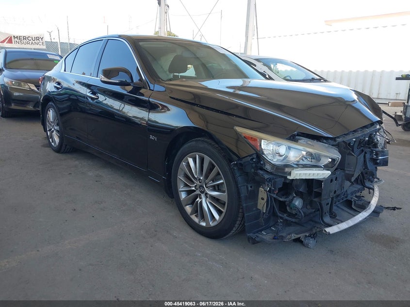 2018 Infiniti Q50 VIN JN1EV7APXJM360546 IAAI salvage auction — FRONT END, Salvage (California), sold $4,225 on 2026-07-27 (photo 1)