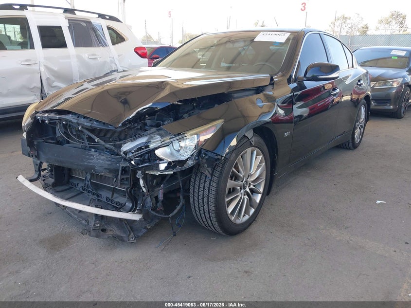 2018 Infiniti Q50 VIN JN1EV7APXJM360546 IAAI salvage auction — FRONT END, Salvage (California), sold $4,225 on 2026-07-27 (photo 2)