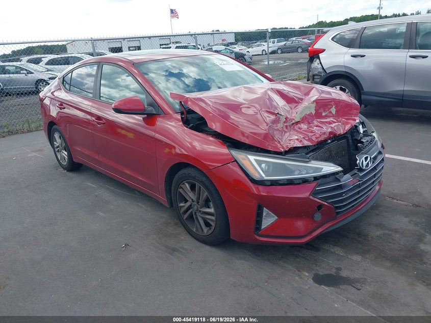 2019 Hyundai Elantra VIN KMHD84LF9KU806606 IAAI salvage auction — FRONT END, Salvage (North Carolina), sold $3,150 on 2026-07-29 (photo 1)