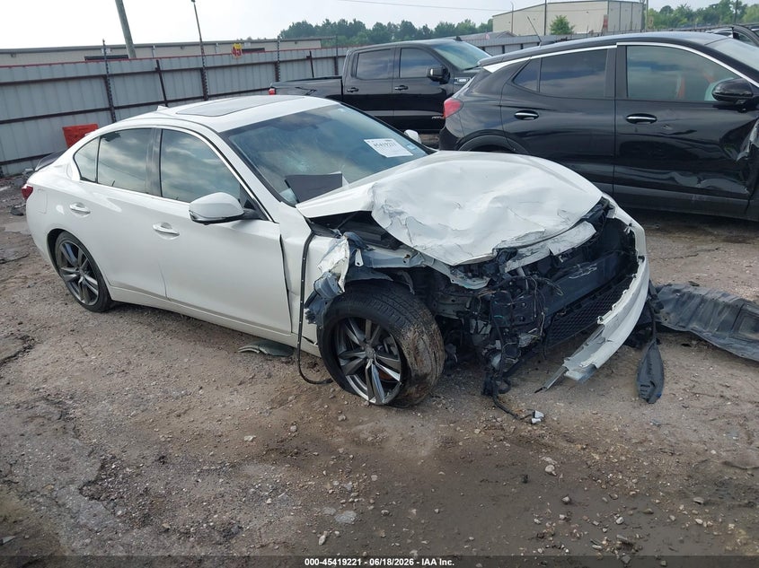 2019 Infiniti Q50 VIN JN1EV7AR4KM592028 IAAI salvage auction — RIGHT FRONT, Salvage (Texas), sold $1,325 on 2026-07-15 (photo 1)