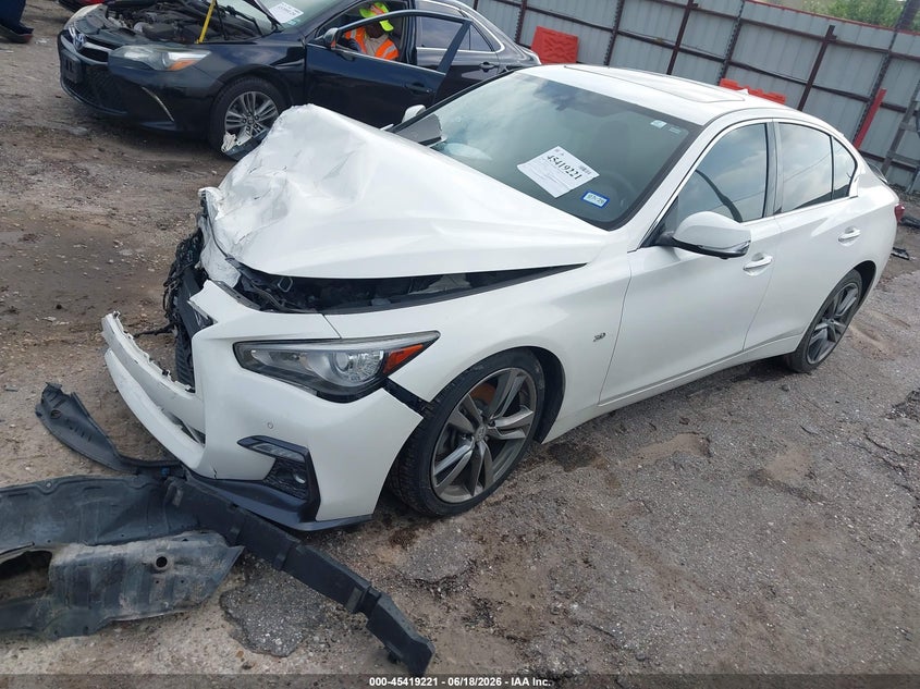 2019 Infiniti Q50 VIN JN1EV7AR4KM592028 IAAI salvage auction — RIGHT FRONT, Salvage (Texas), sold $1,325 on 2026-07-15 (photo 2)