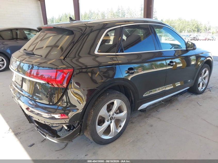 2021 Audi Q5 VIN WA1BAAFY6M2118339 IAAI salvage auction — REAR END, Salvage Title, sold $14,500 on 2026-07-22 (photo 4)