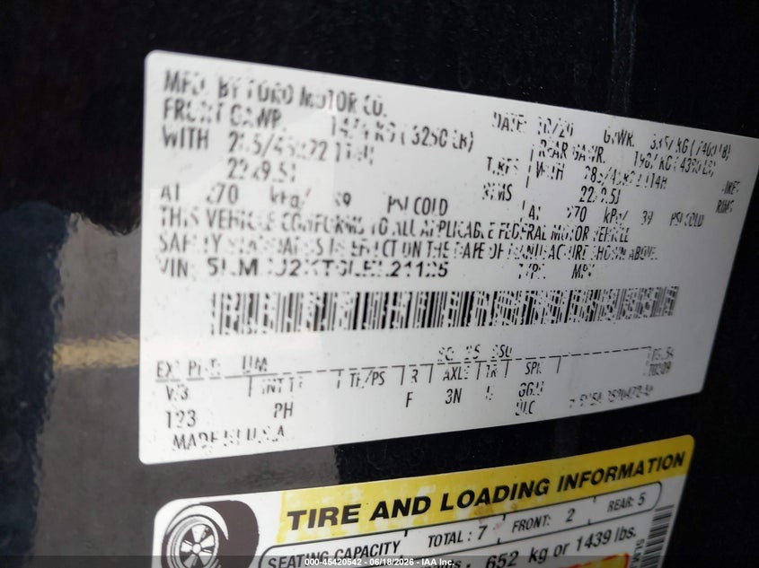 2020 Lincoln Navigator VIN 5LMJJ2KT6LEL21125 IAAI salvage auction — LEFT SIDE, Salvage Title, sold $10,300 on 2026-07-23 (photo 9)