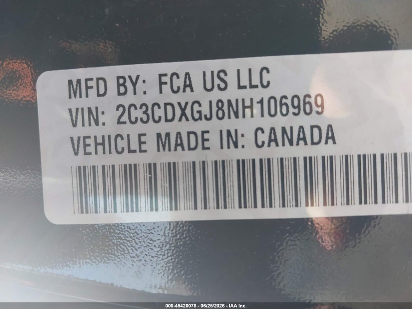 2022 Dodge Charger VIN 2C3CDXGJ8NH106969 IAAI salvage auction — SIDE, Rebuildable (Florida), sold $13,200 on 2026-07-26 (photo 9)