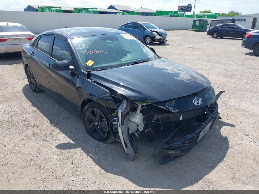 2021 Hyundai Elantra VIN 5NPLS4AG3MH036087 IAAI salvage auction — FRONT END, Clear (Texas), sold $2,800 on 2026-07-08 (photo 1)