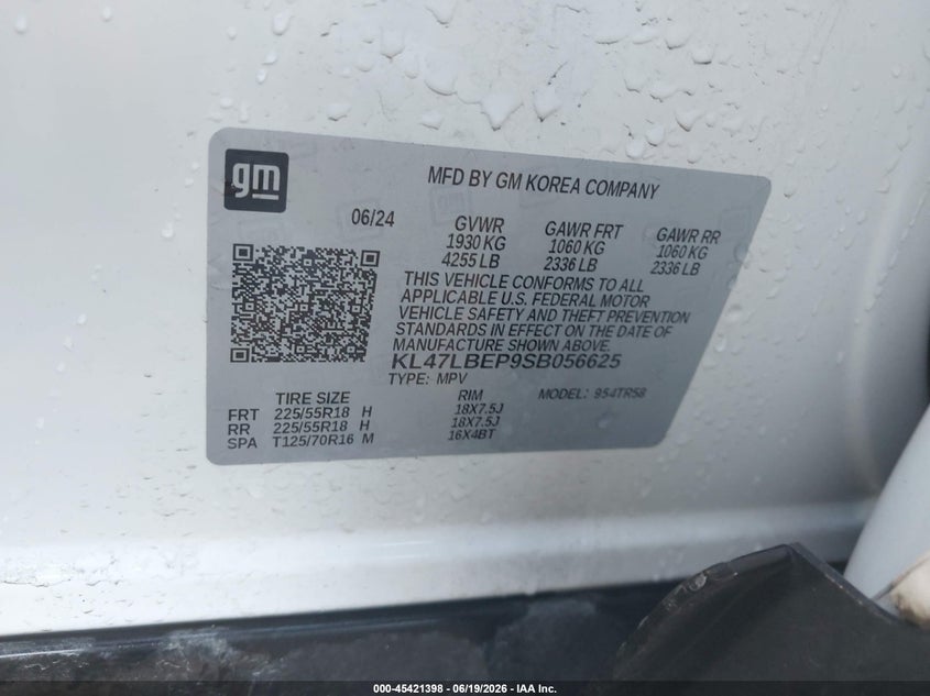 2025 Buick Envista VIN KL47LBEP9SB056625 IAAI salvage auction — FRONT END, Salvage Title, sold $5,800 on 2026-07-29 (photo 9)