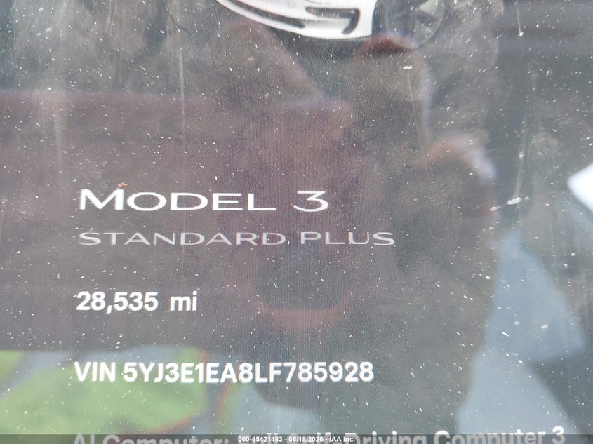 2020 Tesla Model 3 VIN 5YJ3E1EA8LF785928 IAAI salvage auction — REAR END, Salvage Title, sold $2,100 on 2026-07-23 (photo 7)