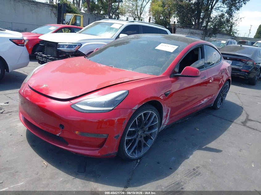 2021 Tesla Model 3 VIN 5YJ3E1EB1MF034888 IAAI salvage auction — LEFT SIDE, Salvage Title, sold $6,300 on 2026-07-29 (photo 2)