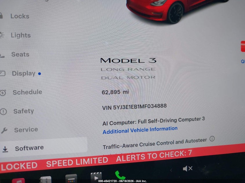 2021 Tesla Model 3 VIN 5YJ3E1EB1MF034888 IAAI salvage auction — LEFT SIDE, Salvage Title, sold $6,300 on 2026-07-29 (photo 7)