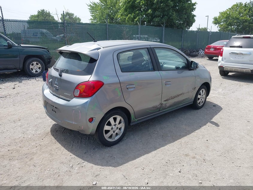 2015 Mitsubishi Mirage VIN ML32A4HJXFH053747 IAAI salvage auction — SIDE, Salvage (Pennsylvania), sold $900 on 2026-07-17 (photo 4)