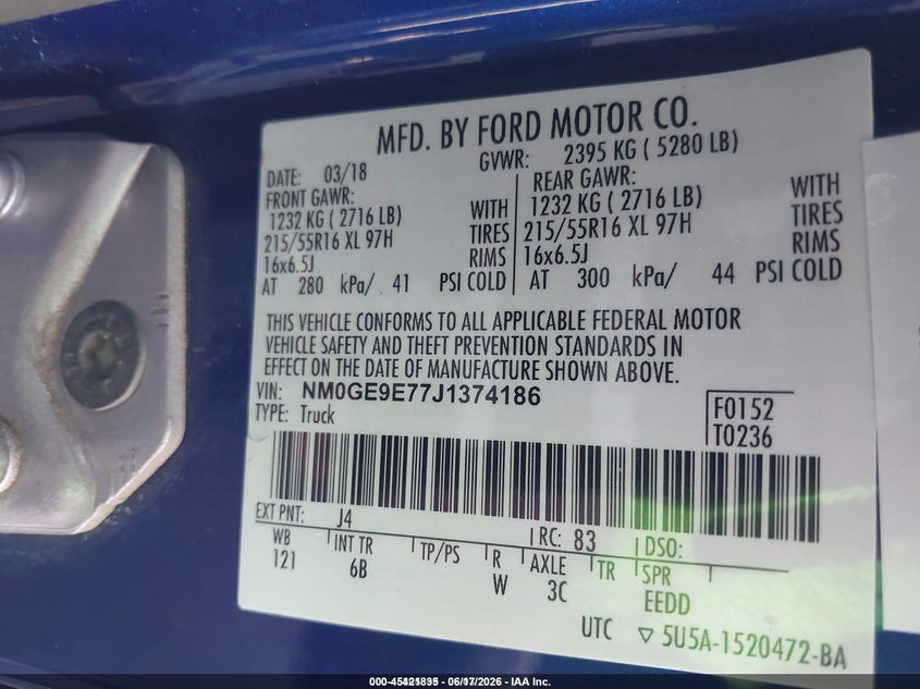 2018 Ford Transit connect VIN NM0GE9E77J1374186 IAAI salvage auction — NORMAL WEAR, Sf97 (Nevada), sold $10,600 on 2026-08-25 (photo 9)