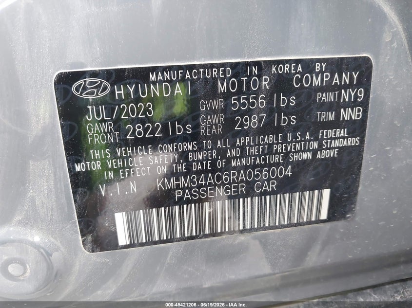 2024 Hyundai Ioniq 6 VIN KMHM34AC6RA056004 IAAI salvage auction — SIDE, Salvage (Nebraska), sold $7,900 on 2026-07-30 (photo 9)