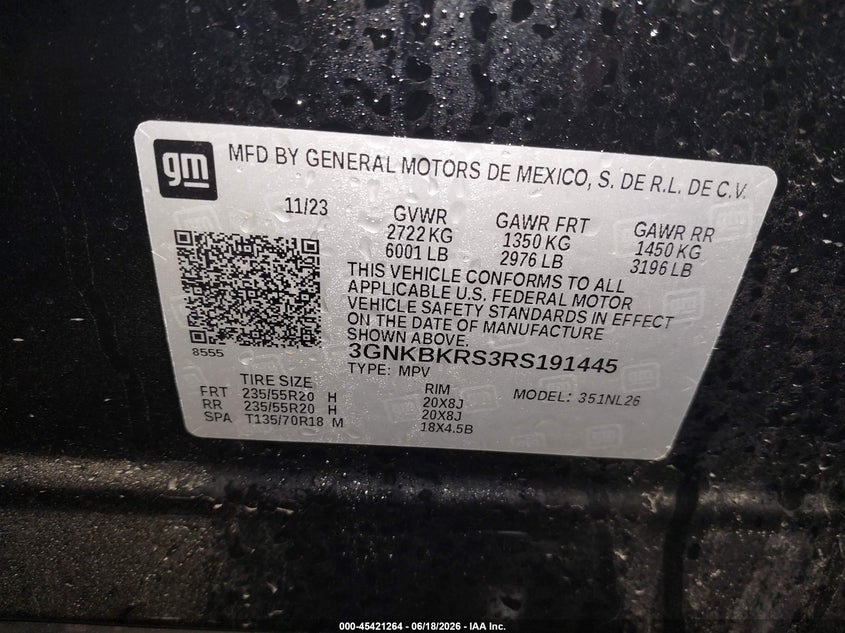2024 Chevrolet Blazer VIN 3GNKBKRS3RS191445 IAAI salvage auction — REAR END, Salvage (North Dakota), sold $9,925 on 2026-07-30 (photo 9)