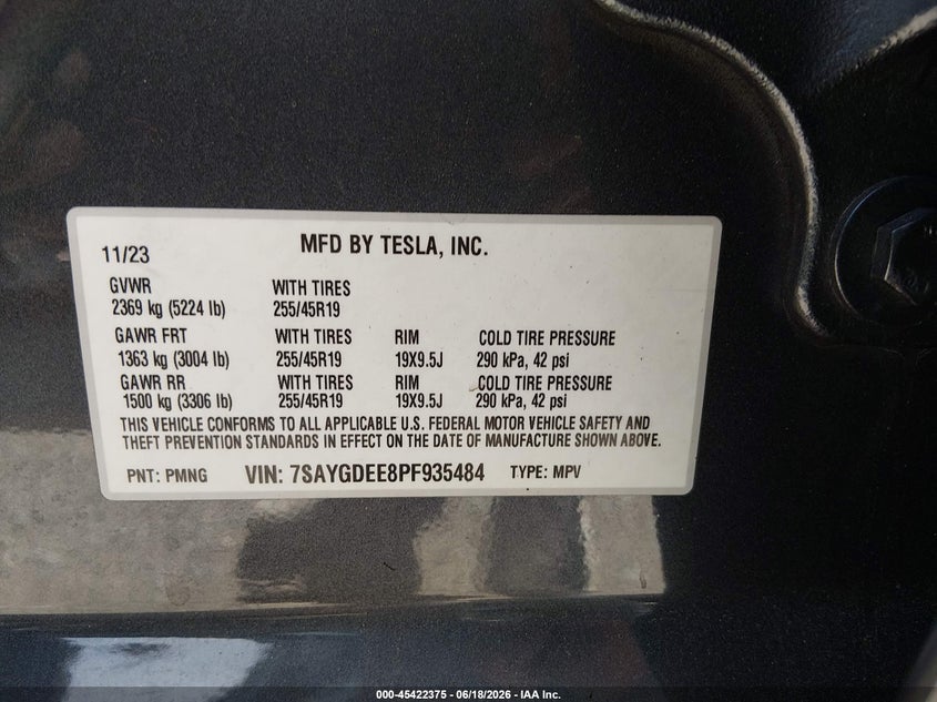 2021 Tesla Model 3 VIN 5YJ3E1ECXMF065484 IAAI salvage auction — SIDE, Salvage Title, sold $6,250 on 2026-07-30 (photo 9)