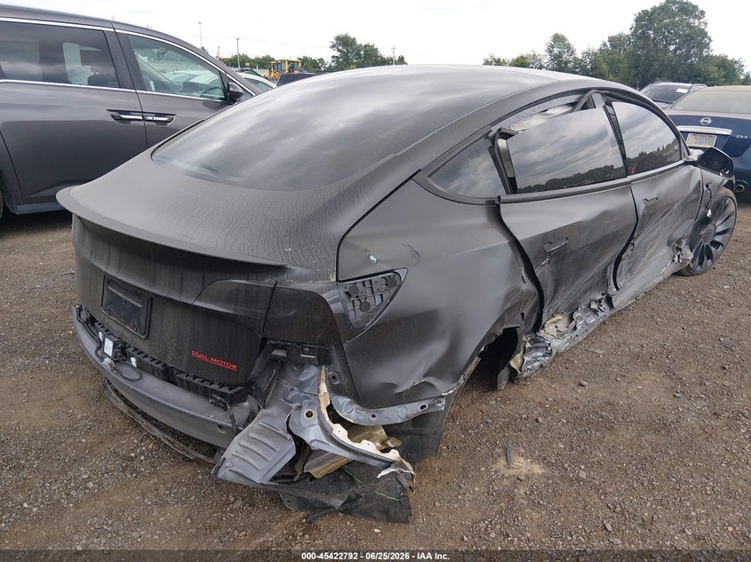 2023 Tesla Model 3 VIN 5YJ3E1EC3PF493336 IAAI salvage auction — RIGHT SIDE, Salvage Title, sold $25 on 2026-08-28 (photo 4)