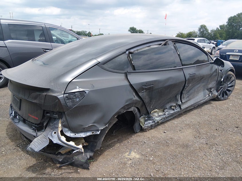 2023 Tesla Model 3 VIN 5YJ3E1EC3PF493336 IAAI salvage auction — RIGHT SIDE, Salvage Title, sold $25 on 2026-08-28 (photo 6)