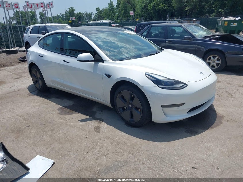 2021 Tesla Model 3 VIN 5YJ3E1EA5MF968995 IAAI salvage auction — SIDE, Salvage - Greater Than 75% (Maryland), sold $8,650 on 2026-07-16 (photo 1)