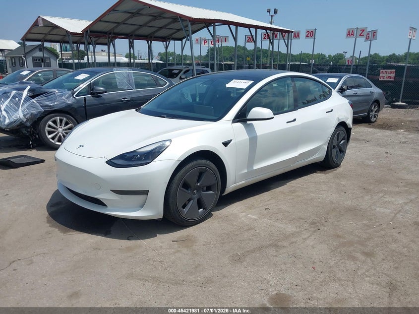 2021 Tesla Model 3 VIN 5YJ3E1EA5MF968995 IAAI salvage auction — SIDE, Salvage - Greater Than 75% (Maryland), sold $8,650 on 2026-07-16 (photo 2)