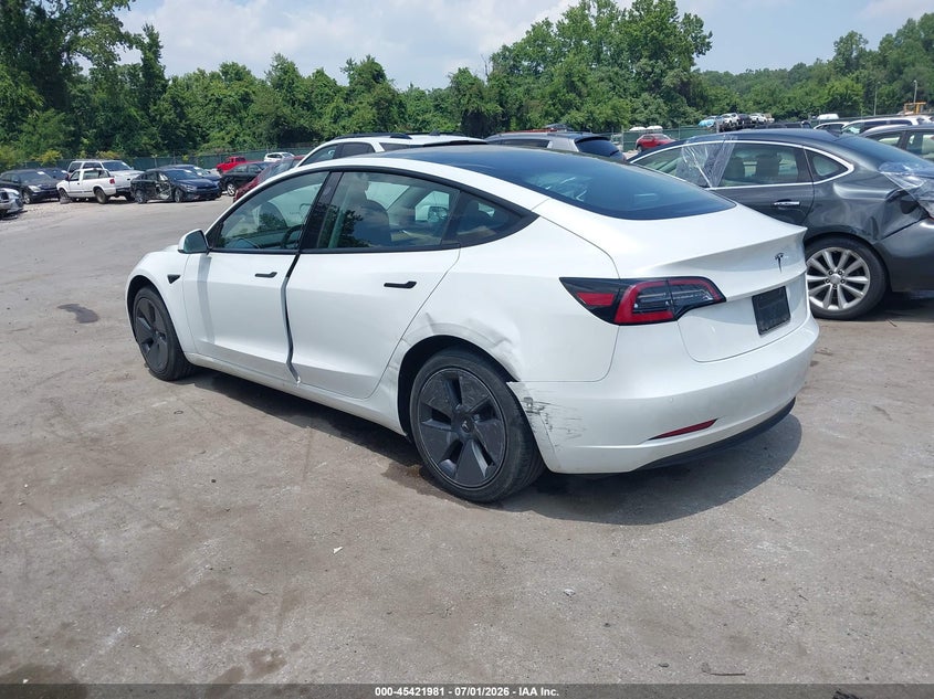 2021 Tesla Model 3 VIN 5YJ3E1EA5MF968995 IAAI salvage auction — SIDE, Salvage - Greater Than 75% (Maryland), sold $8,650 on 2026-07-16 (photo 3)
