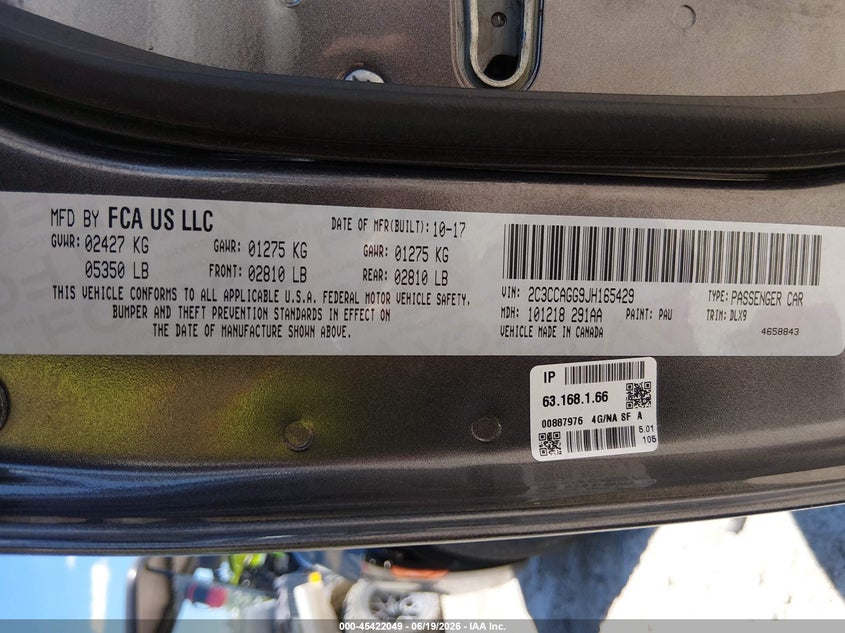 2018 Chrysler 300 VIN 2C3CCAGG9JH165429 IAAI salvage auction — LEFT FRONT, Salvage (Illinois), sold $3,500 on 2026-09-08 (photo 9)