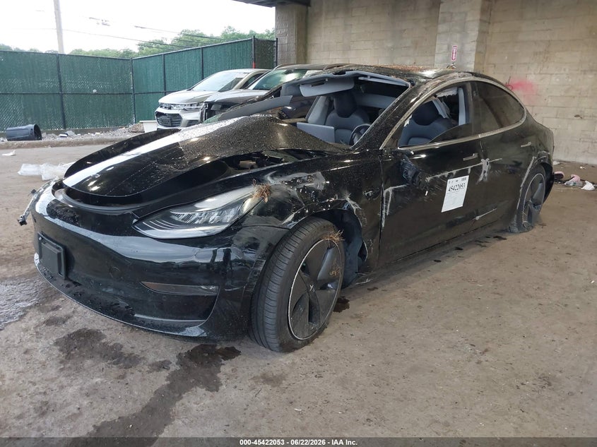 2018 Tesla Model 3 VIN 5YJ3E1EB7JF182295 IAAI salvage auction — ROLLOVER, Salvage Title, sold $1,300 on 2026-07-28 (photo 2)