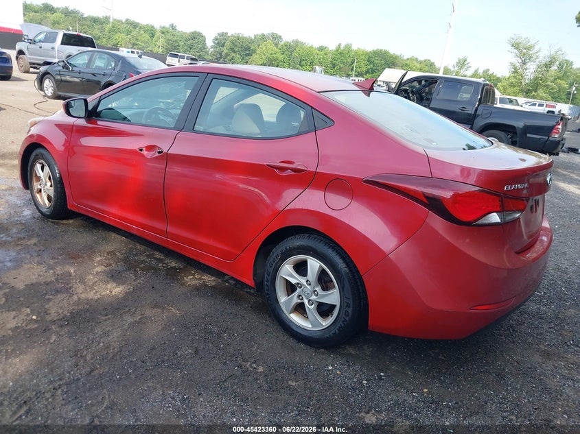 2014 Hyundai Elantra VIN KMHDH4AE5EU210083 IAAI salvage auction — THEFT, Clear (Virginia), sold $875 on 2026-07-15 (photo 3)